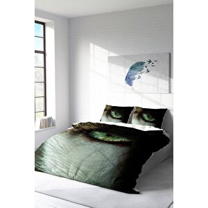 King Size Cateye 3d Pamuk Saten Çift Kişilik Nevresim Takımı
