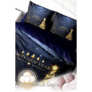 King Size Yılbaşı Süsü Merry Christmas Çift Kişilik 3d Nevresim Takımı Pamuk Christmas Tree