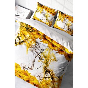 King Size Yellow Daisy 3d Çift Kişilik Nevresim Takımı