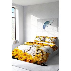 King Size Yellow Daisy 3d Çift Kişilik Nevresim Takımı