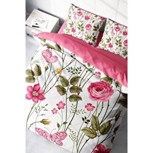 King Size Relax Flower 3d Pamuk Saten Çift Kişilik Nevresim Takımı