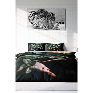 King Size Simple Leave 3d Pamuk Saten Çift Kişilik Nevresim Takımı