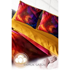 King Size Paint 3d Pamuk Saten Çift Kişilik Nevresim Takımı