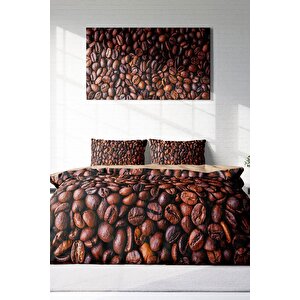 King Size Coffee Duvet 3d Pamuk Saten Çift Kişilik Nevresim Takımı