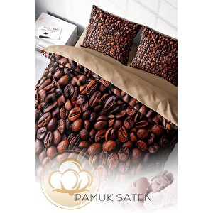 King Size Coffee Duvet 3d Pamuk Saten Çift Kişilik Nevresim Takımı