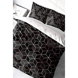 King Size Gold Cube 3d Pamuk Saten Çift Kişilik Nevresim Takımı