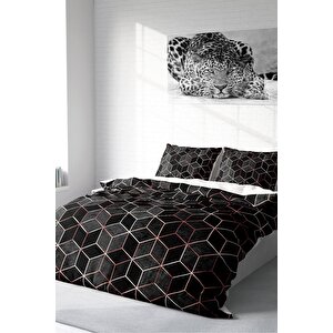 King Size Gold Cube 3d Pamuk Saten Çift Kişilik Nevresim Takımı