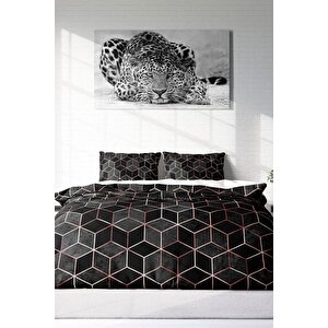 King Size Gold Cube 3d Pamuk Saten Çift Kişilik Nevresim Takımı