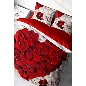 King Size Heart Rose 3d Çift Kişilik Nevresim Takımı