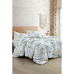 King Size Spring Floral Luxury Çift Kişilik Pamuk Saten Nevresim Takımı