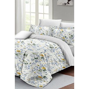 King Size Spring Floral Luxury Çift Kişilik Pamuk Saten Nevresim Takımı