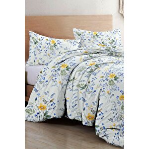 King Size Spring Floral Luxury Çift Kişilik Pamuk Saten Nevresim Takımı
