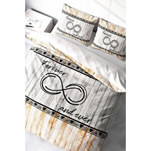 King Size Forever And Ever 3d Pamuk Saten Çift Kişilik Nevresim Takımı