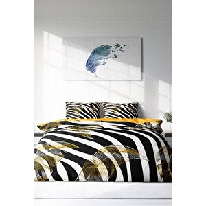 King Size Zebra Feather 3d Çift Kişilik Nevresim Takımı