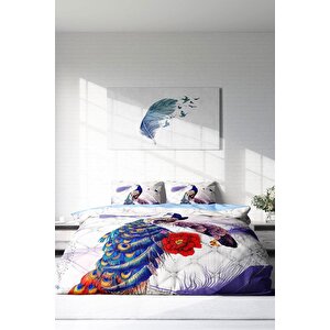 King Size Peafowl 3d Dijital Baskılı Çift Kişilik Nevresim Takımı