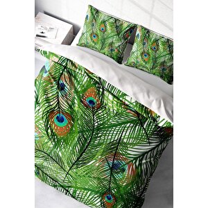 King Size Peacock Feathers Naturel Çift Kişilik Nevresim Takımı