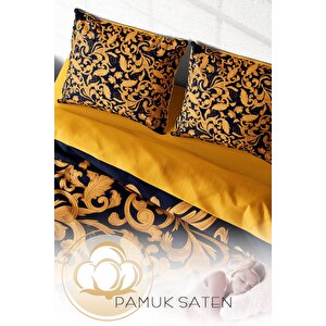 King Size Gold Floral 3d Çift Kişilik Nevresim Takımı