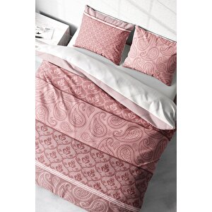King Size Pink Simurg 3d Pamuk Saten Çift Kişilik Nevresim Takımı