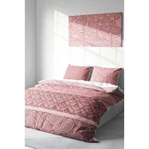 King Size Pink Simurg 3d Pamuk Saten Çift Kişilik Nevresim Takımı