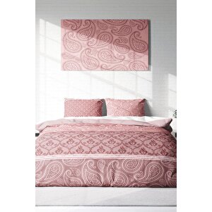 King Size Pink Simurg 3d Pamuk Saten Çift Kişilik Nevresim Takımı