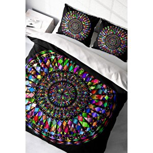 King Size Mandala 4 3d Pamuk Saten Çift Kişilik Nevresim Takımı