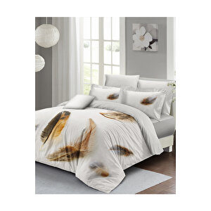 King Size Feather 3d Dijital Baskılı Çift Kişilik Nevresim Takımı