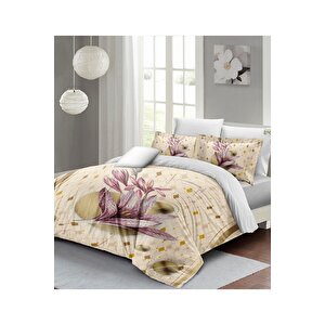 King Size Çift Kişilik Nevresim Takımı %100 Pamuk Saten Lily