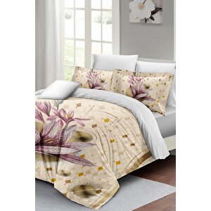 King Size Çift Kişilik Nevresim Takımı %100 Pamuk Saten Lily