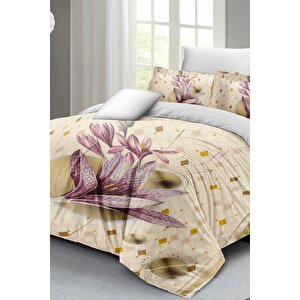 King Size Çift Kişilik Nevresim Takımı %100 Pamuk Saten Lily