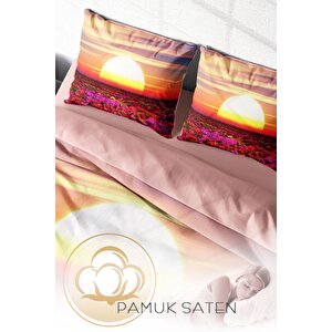 King Size Sunset 3d Dijital Baskılı Çift Kişilik Nevresim Takımı
