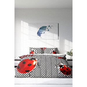 King Size Ladybug Naturel Çift Kişilik Nevresim Takımı