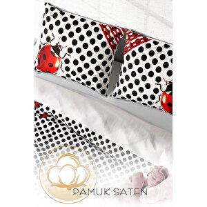 King Size Ladybug Naturel Çift Kişilik Nevresim Takımı