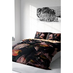King Size Güz Yaprakları 3d Pamuk Saten Çift Kişilik Nevresim Takımı