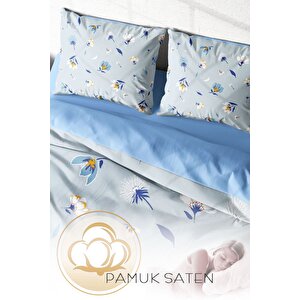 King Size Flower Dance 3d Pamuk Saten Çift Kişilik Nevresim Takımı