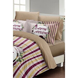King Size Anneler Günü Çift Kişilik Nevresim Takımı %100 Pamuk Saten Canım Annem
