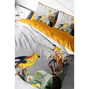 King Size Yellow Parrot 3d Çift Kişilik Nevresim Takımı