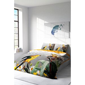 King Size Yellow Parrot 3d Çift Kişilik Nevresim Takımı