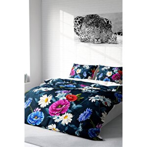 King Size Çiçekli 3d Pamuk Saten Çift Kişilik Nevresim Takımı