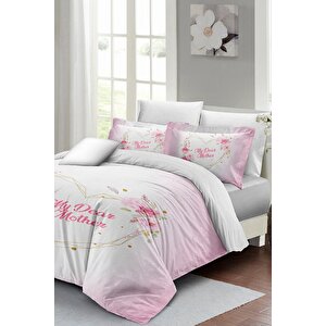 King Size Anneler Günü Çift Kişilik Nevresim Takımı %100 Pamuk Saten My Dear Mother