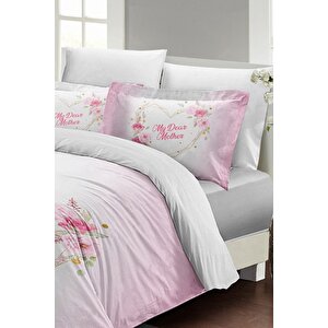 King Size Anneler Günü Çift Kişilik Nevresim Takımı %100 Pamuk Saten My Dear Mother