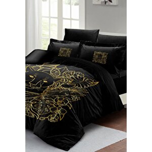 King Size Leopar Line Çift Kişilik Nevresim Takımı %100 Pamuk Saten 3d Özel Tasarım