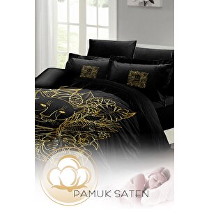 King Size Leopar Line Çift Kişilik Nevresim Takımı %100 Pamuk Saten 3d Özel Tasarım