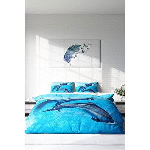 King Size Dolphin3 3d Dijital Baskılı Çift Kişilik Nevresim Takımı