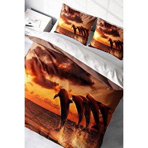 King Size Dolphin1 3d Çift Kişilik Nevresim Takımı
