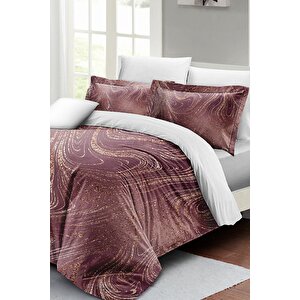 King Size Marble Shiny Çift Kişilik Nevresim Takımı 3d Pamuk Saten