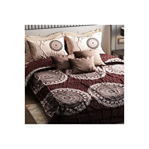 King Size Çift Kişilik Nevresim Takımı Kolay Ütülenir Lux Pamuk Saten 3d Coffee