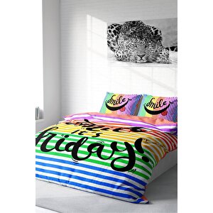 King Size Friday Smile 3d Pamuk Saten Çift Kişilik Nevresim Takımı
