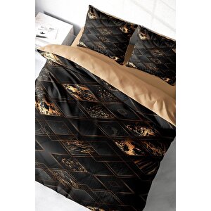 King Size Brown Suite 3d Pamuk Saten Çift Kişilik Nevresim Takımı