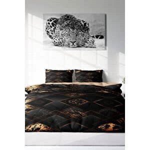 King Size Brown Suite 3d Pamuk Saten Çift Kişilik Nevresim Takımı