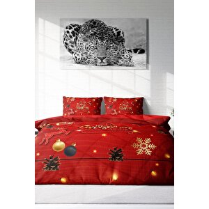 King Size Yılbaşı Süsü Merry Christmas Çift Kişilik 3d Nevresim Takımı Pamuk Pine Tree Deers